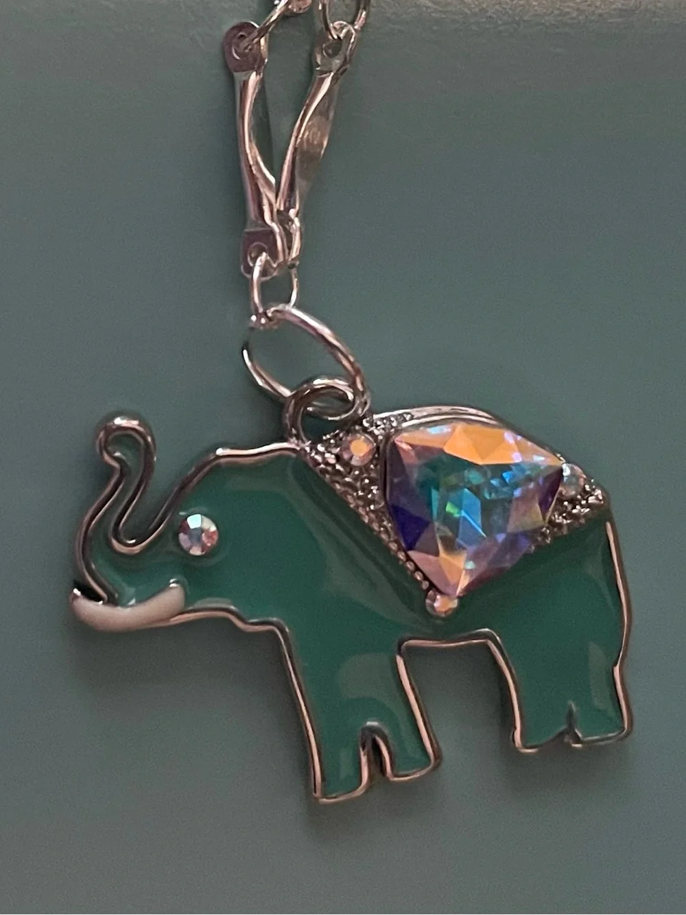 Delicate Silver Elephant Pendant Necklace - with Swarovski Crystal Accents